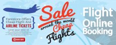 Flight Online Booking For Sale 1500x600 Banner Vector Illustration.